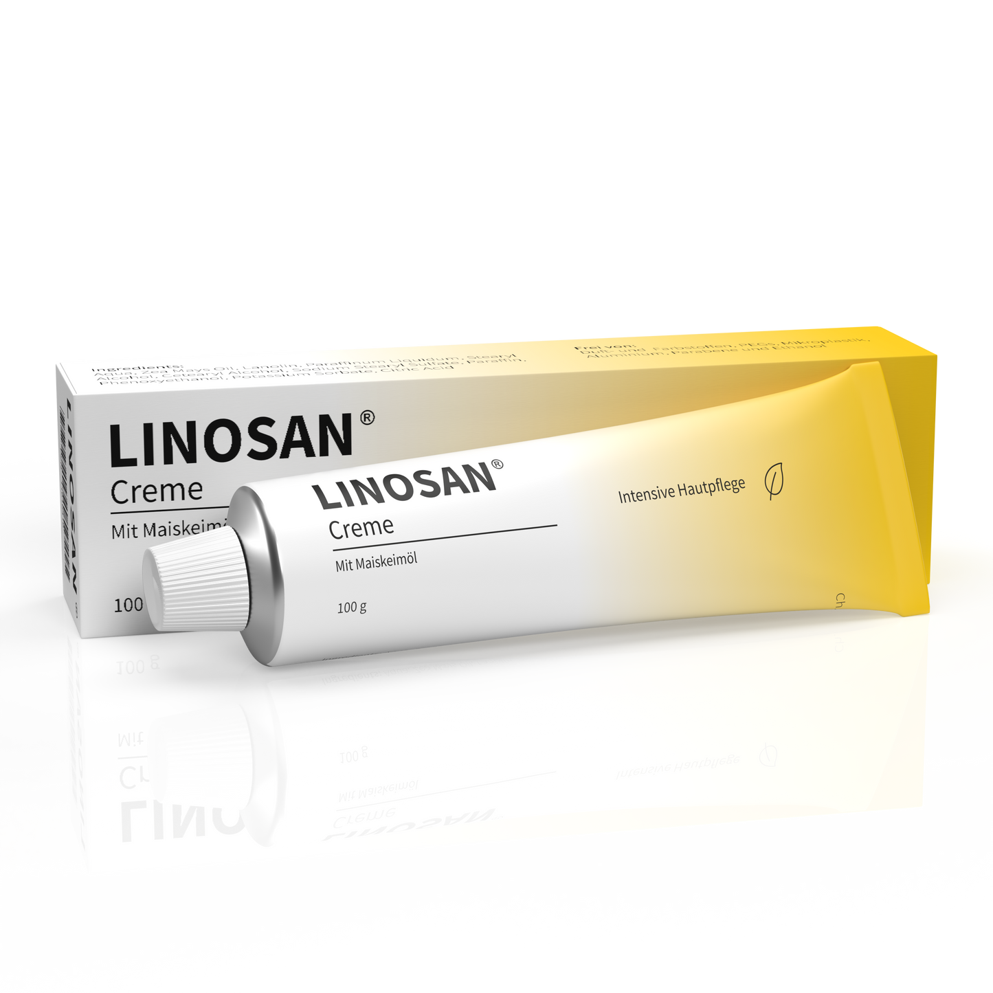 Linosan Creme Tube liegend mit Faltschachtel Linosan Creme