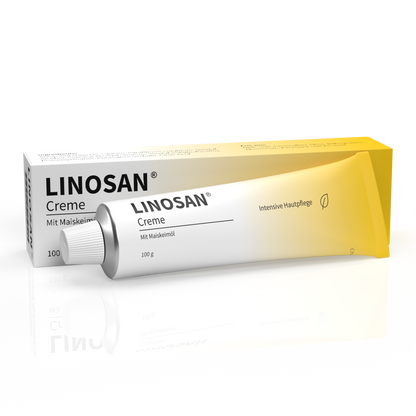 Linosan Creme Tube liegend mit Faltschachtel Linosan Creme