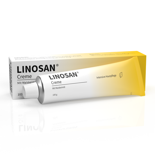Linosan Creme Tube liegend mit Faltschachtel Linosan Creme